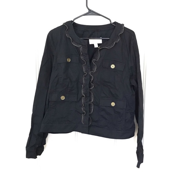 MICHAEL Michael Kors Jackets & Blazers - MMK Michael Kors Ruffle Zipper Black Jacket